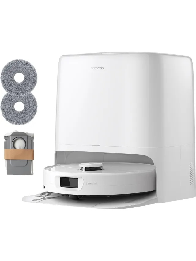 Qrevo 2 Pro Set-Robotstofzuiger-FlexiArm-technologie-25000 Pa-dubbel anti-klitsysteem-Intensieve tapijtreiniging 15 mm Dweilverhoging-Drogen met 45°C hete lucht en zelfreiniging op 75°C-Roborock SmartPlan 3.0-Reactive Tech obstakelvermijding wit