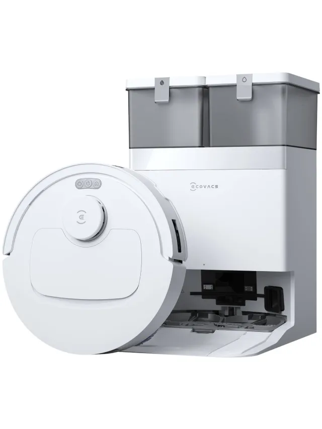 Ecovacs Deebot T30e Omni Robotstofzuiger Met Dweilfunctie - 25.000 Pa - ZeroTangle 3.0 anti-klit - Triple-V-hoofdborstel - Omni-station - Wit