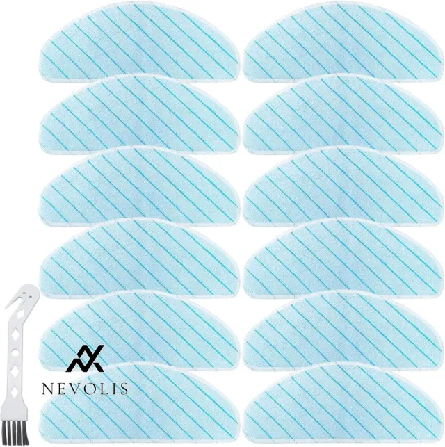 Nevolis Washable Mop Pads for Robot Vacuum Cleaner Parts Reusable Microfiber Mopping Cloth (12 Pack) . Blue
