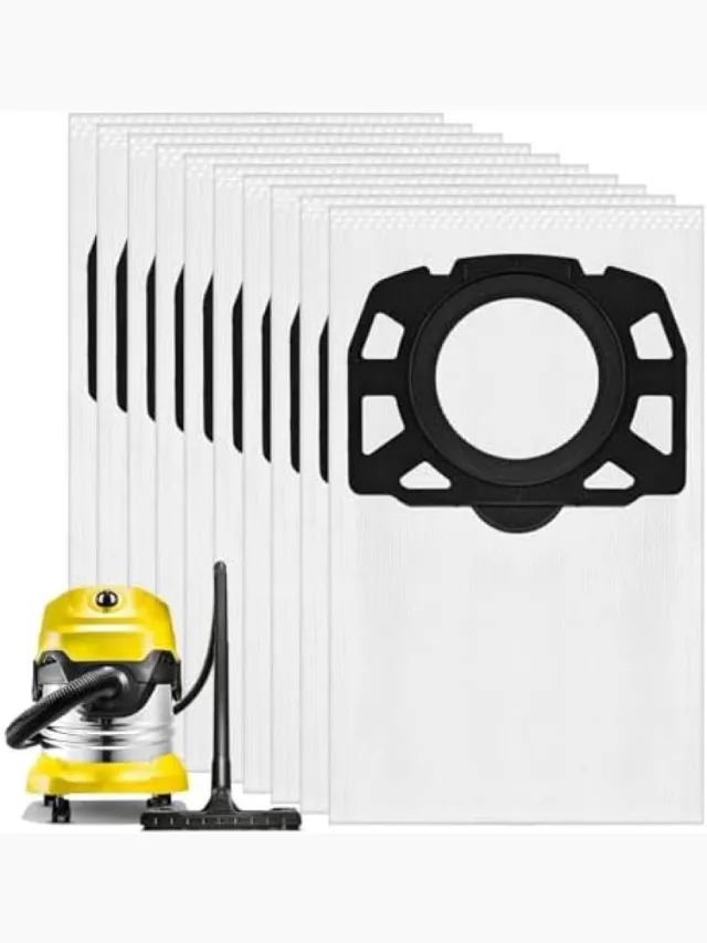 PromoHome 10 stuks stofzuigerzakken voor Kärcher nat/droogzuigers - Vervangende filterzakken geschikt voor WD4, WD5, WD6, MV4, MV5, MV6 modellen - Geschikt voor nat en droog gebruik