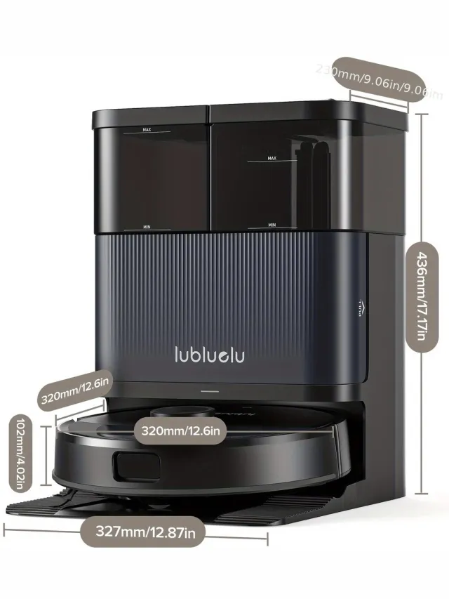 Lubluelu S1000 Set-Robotstofzuiger–Alles-in-één Multifunctioneel Dockingstation - Robot Stofzuigers met Dweilfunctie - 16000Pa Krachtig Zuigkracht – Ideaal voor dierenharen Zwart