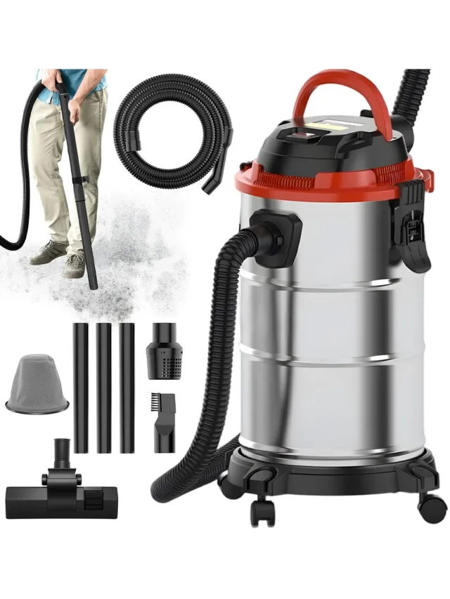 Bedee Nat-droog Stofzuiger - Industriële Stofzuiger - Vuilreservoir - 20L - 1100W - Krachtige - Stofzuigen & Blazen - Zakloos - Voor Thuis Werkplaats en Garage Zilver