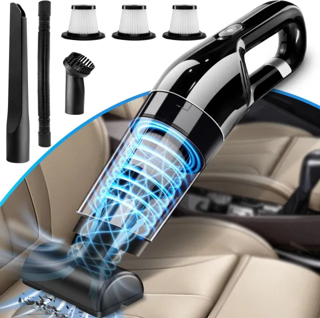 Mrilary Sterke Handstofzuiger, 10000 Pa Mini Handstofzuiger Voor In De Auto, Multifunctioneel, Lichtgewicht, Draagbare Autostofzuiger, Draadloos Met 3 HEPA-Filters, Batterij, Natte En Droge Handen Zwart