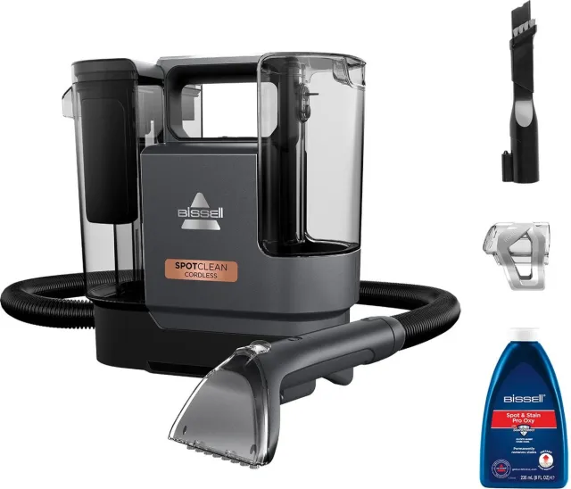 Bissell SpotClean Cordless Draagbare Vlekkenreiniger - Draadloze Tapijtreiniger, Bank Reiniger, Auto, Matras, Sneaker & Zetelreiniger - Snoerloos Carpet Cleaner Apparaat - Triple Action Reinigingsmachine - tot 30 Minuten Gebruiksduur - 3681N Black