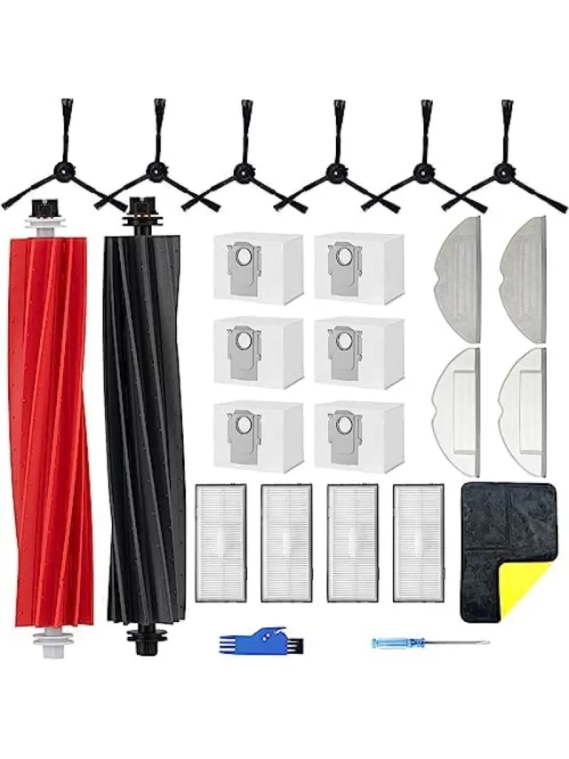 PromoHome 25 stuks accessoireset voor Roborock S8 Plus robotstofzuiger, S8+ reserveonderdelen: 6 x stofzak, 2 x hoofdborstel, 6 x zijborstels, 4 x HEPA-filter, 4 x reinigingsdoekjes, 1 x reinigingsborstel, 1 x Wit