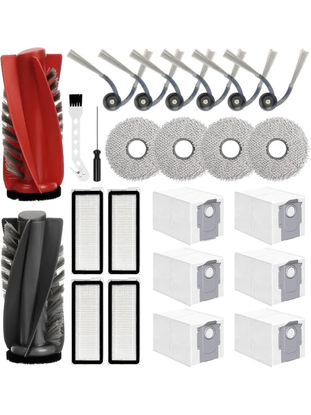 Geschikt voor Roborock (Merkloos) 24 stuks accessoires Geschikt voor Roborock Qrevo Curve/Qrevo Edge/S5X/5A1/5XC stofzuiger, hoofdborstel, stofzak, dweilDoeken, filter, zijborstels, schroevendraaier, zuigrobot, reserveonderdelen