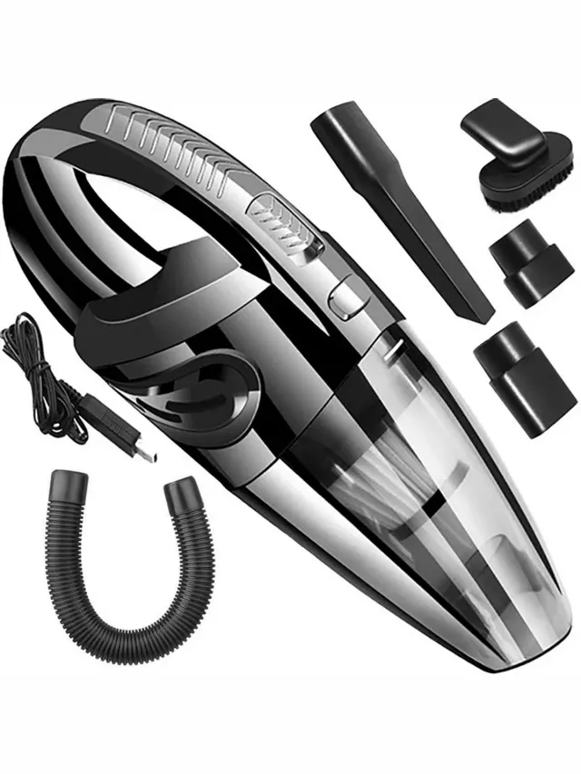Traumheim Handstofzuiger Draadloos - Auto Stofzuiger Draadloos - Nat & Droog Zuigen - Wasbaar HEPA Filter - 500g - Auto en Woning Zwart