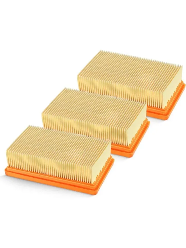GelldG 3 stuks stofzuigerfilters - Vervangend plat geplooid filter - Geschikt voor Karcher MV4 MV5 MV6 WD4 WD5 WD6, WD4P WD5P WD6P nat- en droogstofzuigers geel