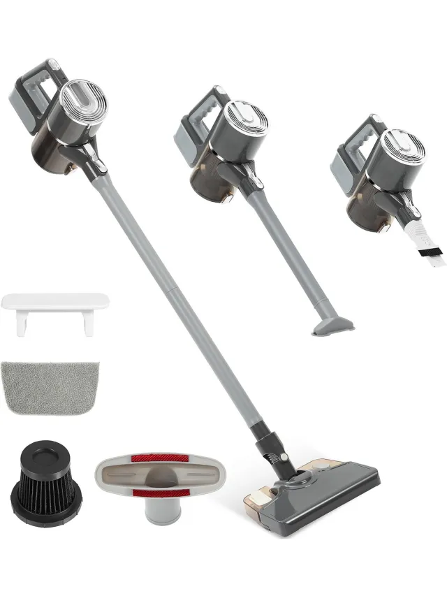 nee Draadloze Steelstofzuiger – 32000Pa Krachtige Zuigkracht – 1800mAh Accu & 900ml Stofbak – Lichtgewicht voor Harde Vloeren, Tapijt & Huisdierhaar – Inclusief Accessoires Zwart