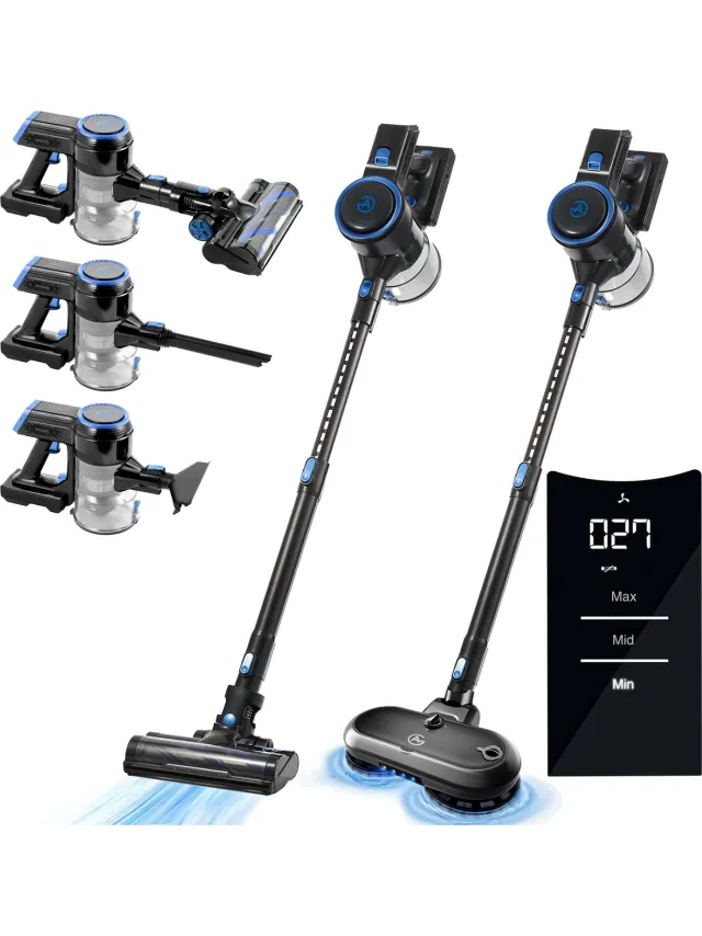 AG AG4100+ Steelstofzuiger Draadloos – Met Dweilfunctie 2 in 1 – Midnight Blue – Krachtige Stofzuiger Zonder Zak – Geschikt voor Dierenharen – Compact & Lichtgewicht Kruimeldief
