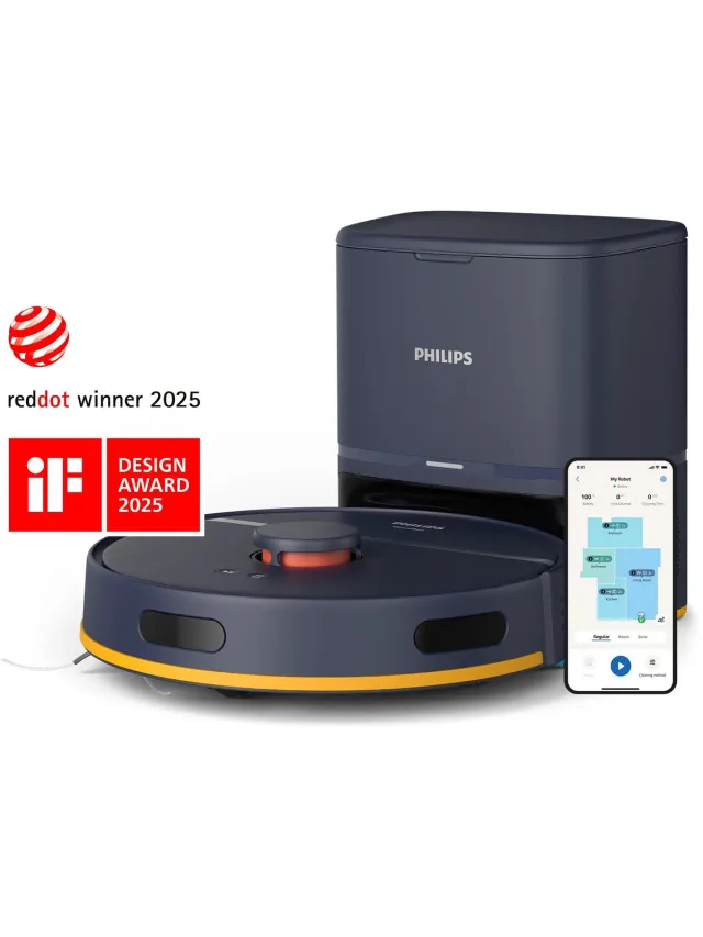 Philips HomeRun 2000-serie Robotstofzuiger Met Dweilfunctie en Automatisch Leegstation – XU2100/15 – 6000 Pa Sterke Zuigkracht – Compact Design Grijs