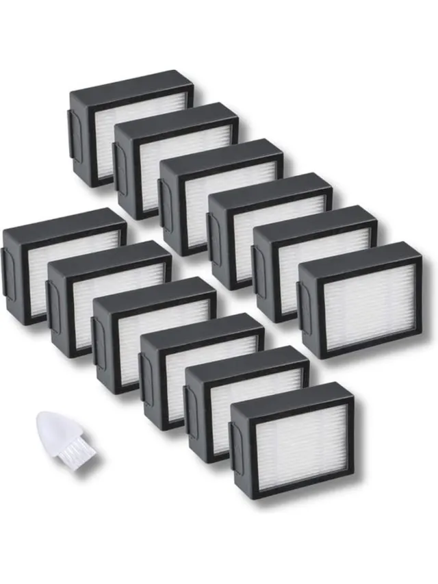 PolkaHome Premium 12-Pack Vervanging Filter Accessoires geschikt voor iRobot Roomba e5 e5154 e6 i3 i3152 i4 i7 i7156 i8 J7 7150 Luchtfilter HEPA Vervangende Onderdelen zwart wit