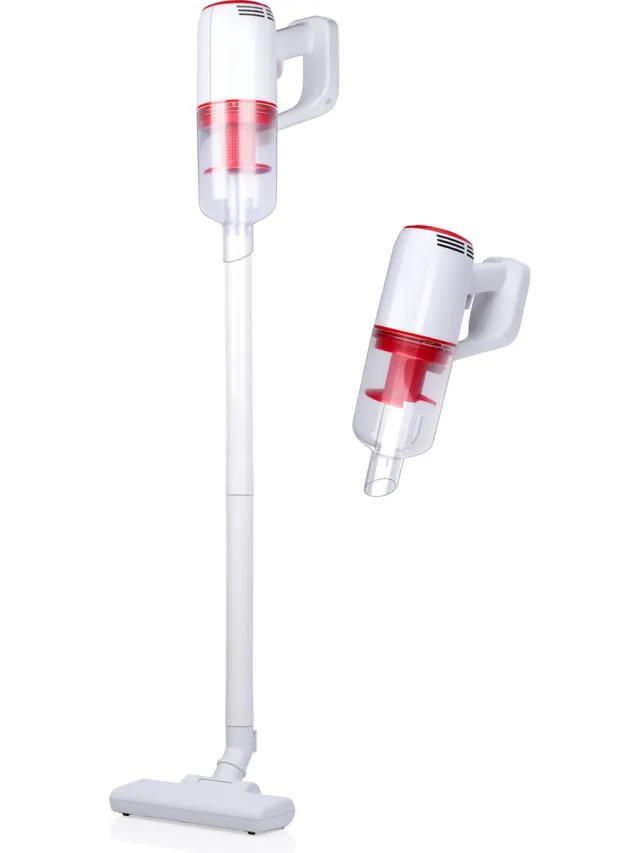 Dirt Devil 2-in-1 Steelstofzuiger en Kruimeldief DD9001 - Stofzuiger Draadloos met 80 W Vermogen – 0,5 L Behuizing – Slechts 1,3 kg – Zakloos en Lichtgewicht - Wit/Rood