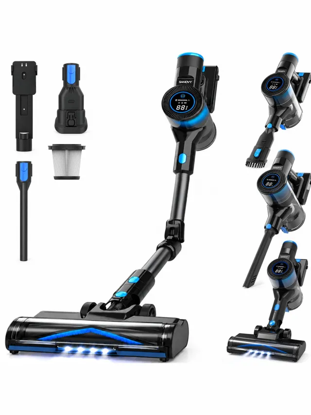 Sanovy Turbo Flex X28 Steelstofzuiger Draadloos - Zonder Zak - Op Accu - 350W - 28Kpa - Met Opzetstukken - Draadloze Stofzuiger Zonder Zak Zwart