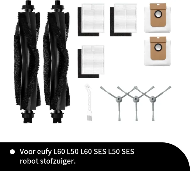 Replacements Onderdelen geschikt voor de Eufy L50 en L60 robotstofzuiger van Replacements - 11-delig Zwart / Wit
