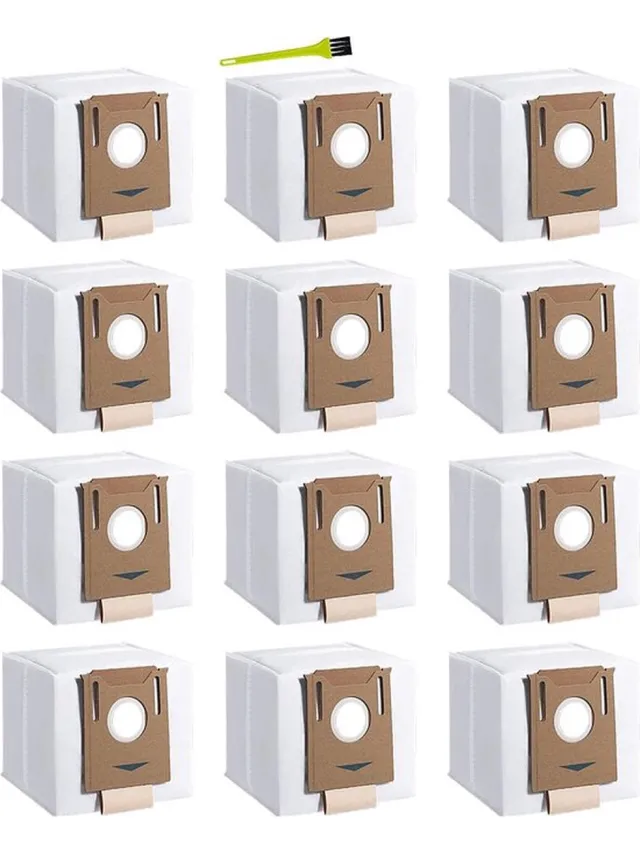 San Marque 12 stuks stofzuigerzakken geschikt voor Ecovacs Deebot N8/N8 Pro/N8 Pro Plus/N8 Pro Care, OZMO T8/T8 Pure/OZMO T8+, T9/T9+/T9 AIVI, yeedi vac 2 pro/vac max/vac hybrid/yeedi vac station, met reinigingsborstel wit