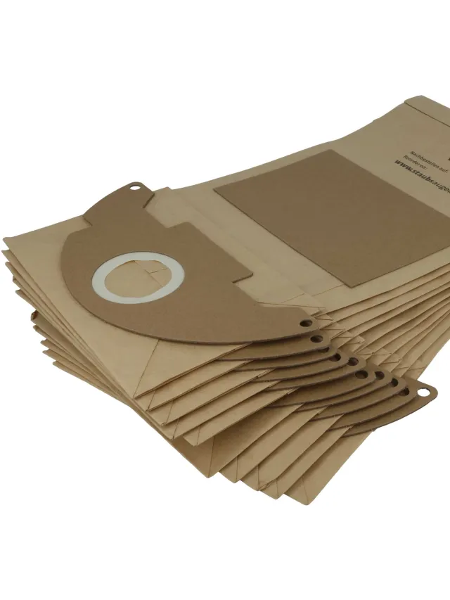 VHBW 10 stuks stofzakken, compatibel met Kärcher SE 6.100, SE 5.100 en WD2500M stofzuigers – 42,5 cm x 24,8 cm, bruin