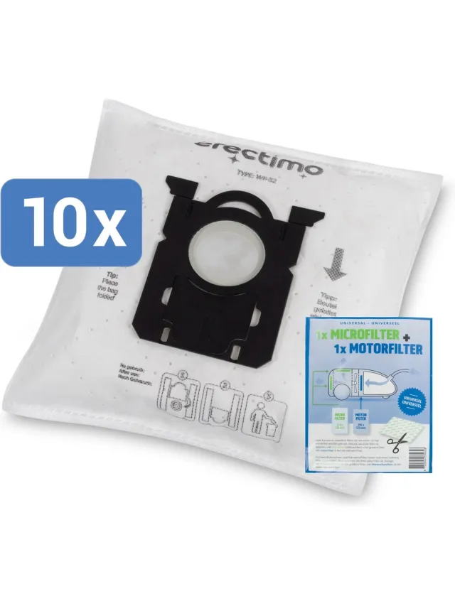 efectimo Stofzuigerzakken Philips Power Go van efectimo + filterset - geschikt voor: Philips Power Go FC8244/09 - 10 stuks - drielaags topkwaliteit microvezel Philips PowerGo stofzuigerzakken