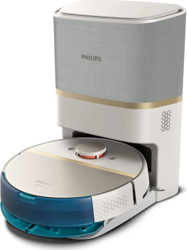 Philips HomeRun Aqua 7000 Series XU7100/02 - Robotstofzuiger met Dweilfunctie - Incl. Laadstation - Wit / Goud - App Connected