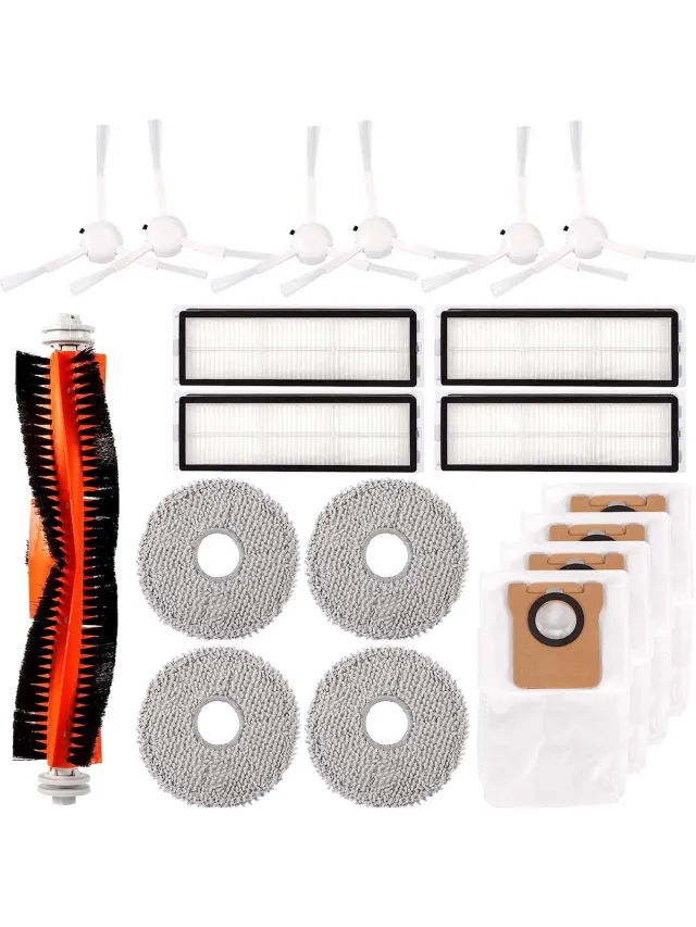 Dreame 19 accessoires voor Dreame L10s Ultra-stofzuiger, 1 * hoofdborstel, 6 * zijborstels, 4 * stofzakken, 4 * filters, 4 * doekjes voor Dreame L10s Ultra-stofzuiger zwart