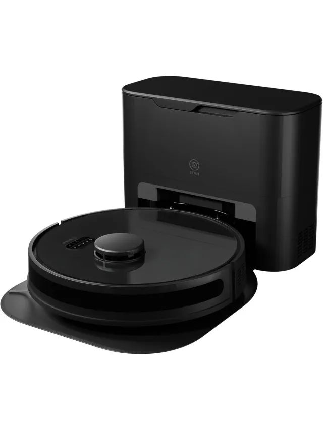 Sinji Robotstofzuiger met Dweilfunctie & Laadstation – Stofzuiger Draadloos – Robotstofzuiger Huisdieren – Smart App Zwart