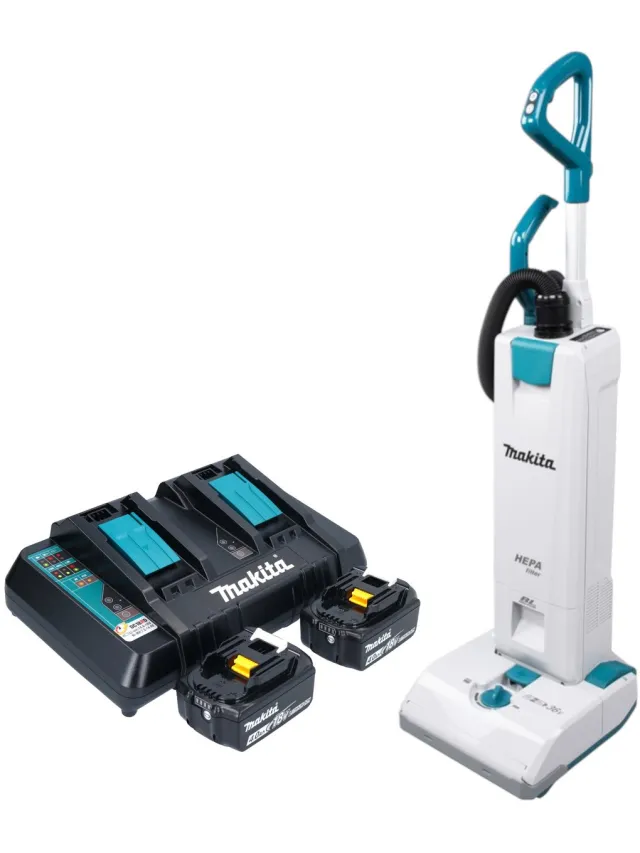 Makita DVC 560 PM2 accustofzuiger 36 V (2x 18 V) 5 l borstelloos + 2x accu 4,0 Ah + oplader Groen