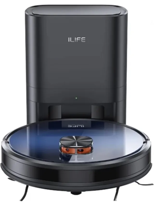 ILIFE Robotstofzuiger - Laadstation - Leegt automatisch - 3000Pa - Appbediening - Stembediening - Vacuümzuiger - 150 minuten - Dweilen - LDS - Navigatiesysteem - 2.5 liter - 60 dagen niet legen - 10 mappen zwart