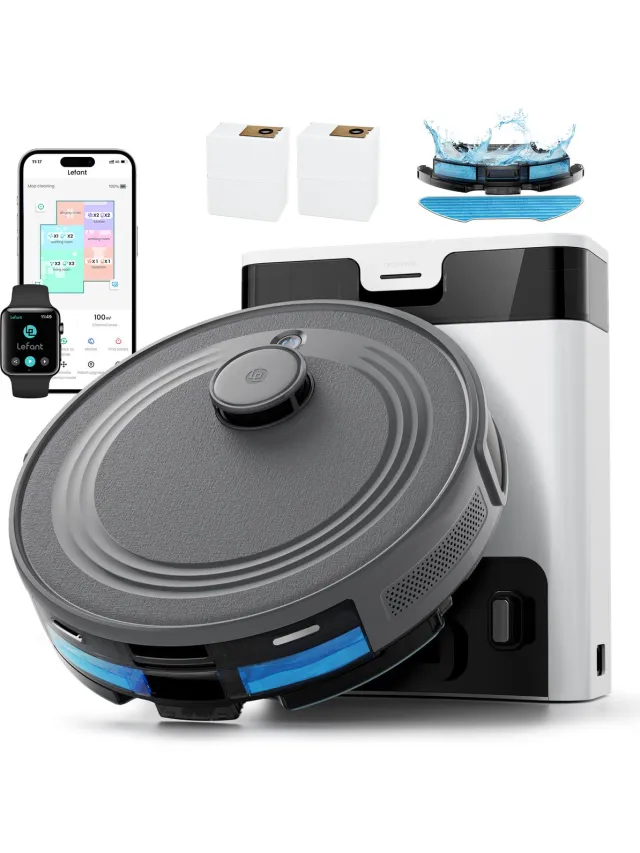 Lefant® Lefant M2 PRO - Robotstofzuiger met dweilfunctie en automatisch leegstation - 6.000 Pa zuigkracht - Technologie tegen haarverstrengeling - LiDAR-navigatie Gray