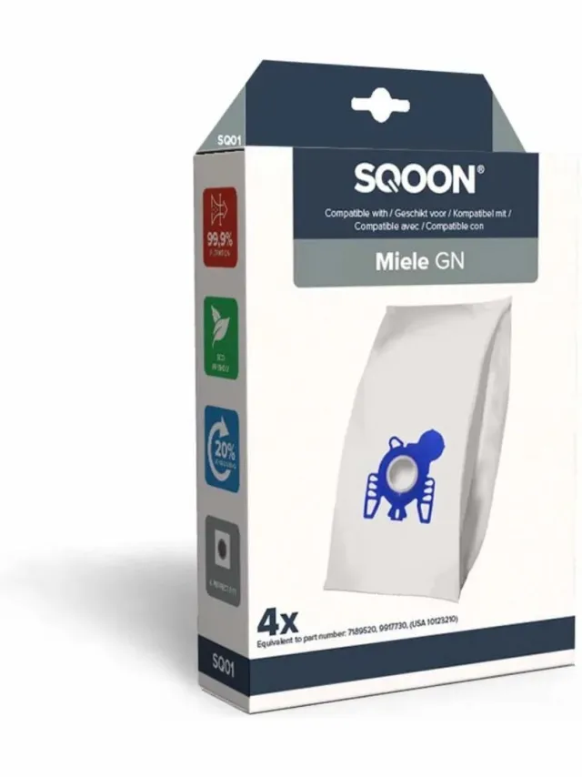 SQOON Stofzuigerzakken Geschikt voor Miele GN Series – Vervangt Model 9917730 – High Filtration voor Optimale Stofopname - (SQ01) - 4 Stuks