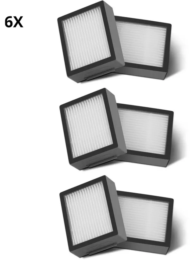Bramokava 6x HEPA Filter – Geschikt voor iRobot Roomba i1 i3 i3+ i4 i4+ i5 i5+ i6 i6+ i7 i7+ i8 i8+ e5 e6 e7 – Niet voor Dweilfunctie Combo j7+ j9+ Grijs