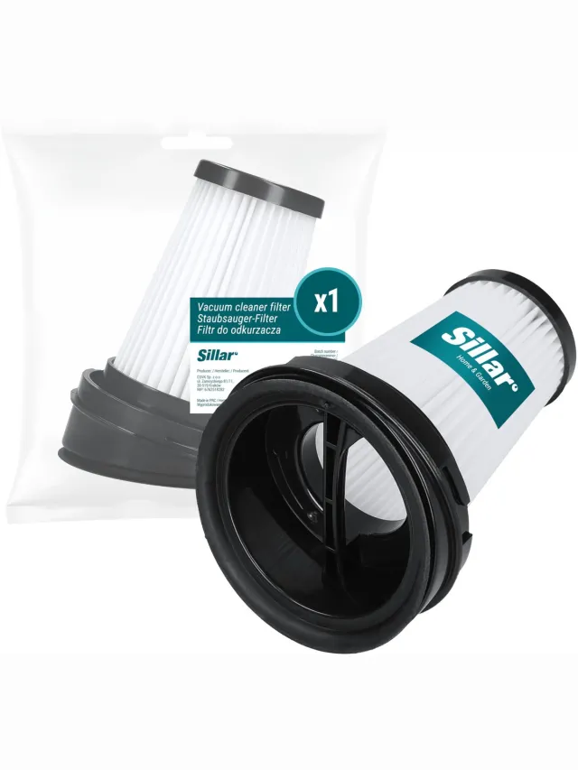Sillar , filter voor stofzuiger, geschikt voor staande stofzuigers van Gorenje, ETA, Grundig, vervanging voor filters 9178008590 / 573575 / ETA044900020, 1 stuk Wit, zwart