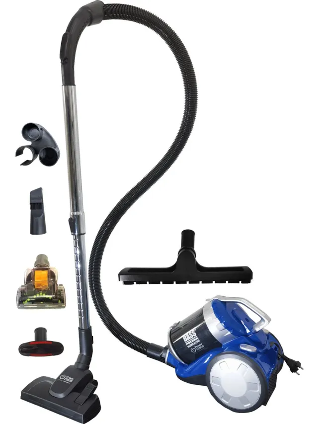 Bass Polska Zakloze cyclonische stofzuiger met een set tips en een 900w klopper blauw