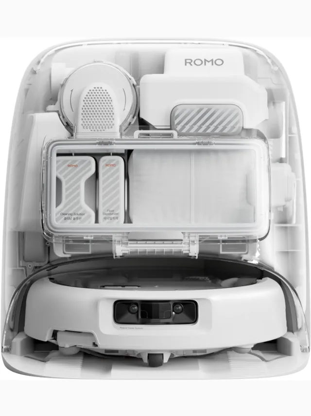 DJI Robotstofzuiger ROMO P2 (Water Tank Version) - 36.000 Pa zuigkracht - Geschikt voor huisdierharen - Zuig- & Dweilcombinatie - Zelfreinigend Basisstation - AI & LiDAR Transparant