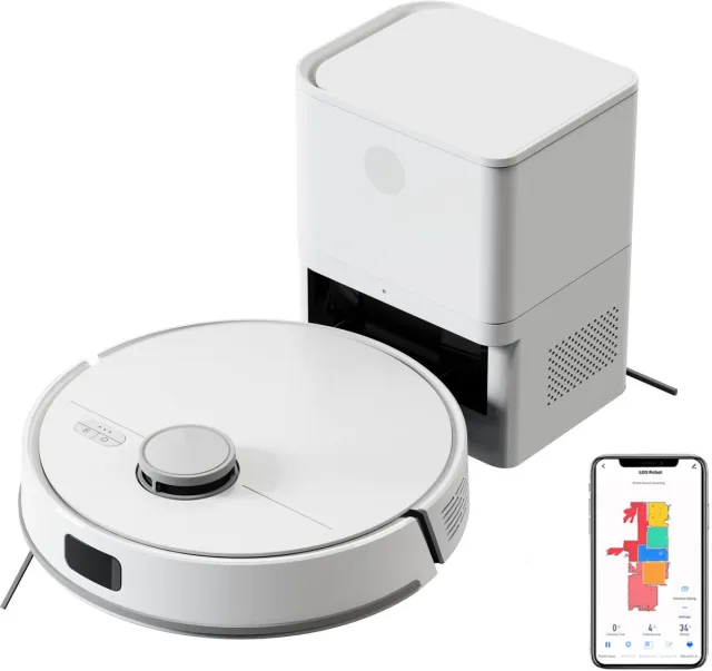 LIECTROUX M70 Pro 3-in-1 Robotstofzuiger met automatische leegstation, LiDAR-navigatie en 6500 Pa zuigkracht – Wit Zwart
