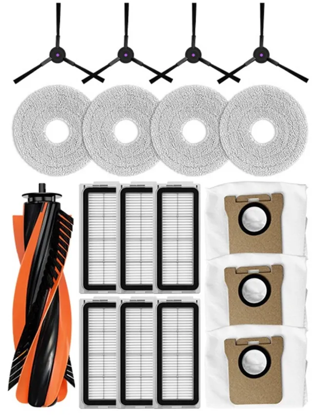 Inf Vervangingsaccessoireset compatibel met JONR P20PRO robotstofzuiger, T5 Pro hoofdborstel, zijborstels, filters, dweildoeken en stofzakken Multicolor
