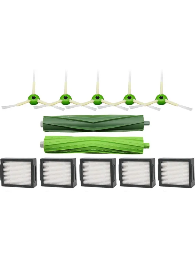 Staru Vervangingsset - voor iRobot Roomba E5 / E6 / E7 en i7 - 5 filters / 5 zijborstels / 1borstelset groen
