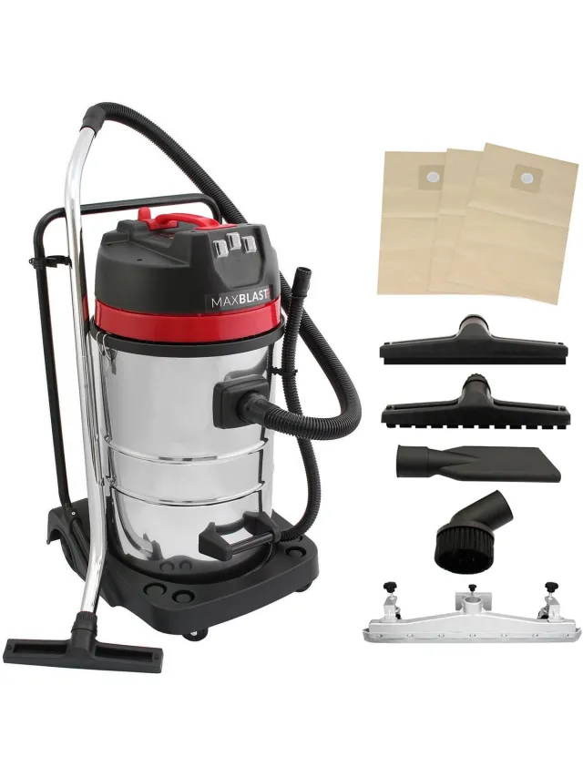 MonsterShop Industriële stofzuiger - zilver - 80l - 3000w drievoudige motor