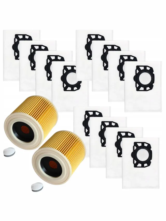 AreoSe Stofzuigerzakken en filters voor Karcher WD3 WD2 Plus SE 4001 - 14 zakken + 2 filters