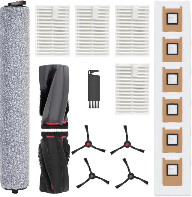 Pyreta C28 Accessoires Vervanging geschikt voor eufy C28 Omni Stofzuiger, C28 Accessoires Kit Inclusief 1 Hoofdborstel, 1 Roller Mop, 4 Zijborstels, 4 HEPA-filters, 6 Vervangende Stofzakken Multicouleur