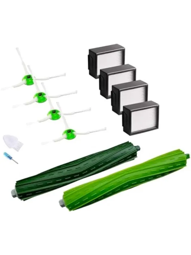 PromoHome Vervangende accessoires voor iRobot Roomba e5 e5154 e6 i7 i7+ i7156 i1 i1152 i3 + i3152 i4 i5 i8 hoofdborstels X1 set, filter HEPA X4, zijborstels X4 reserveonderdelen Zwart