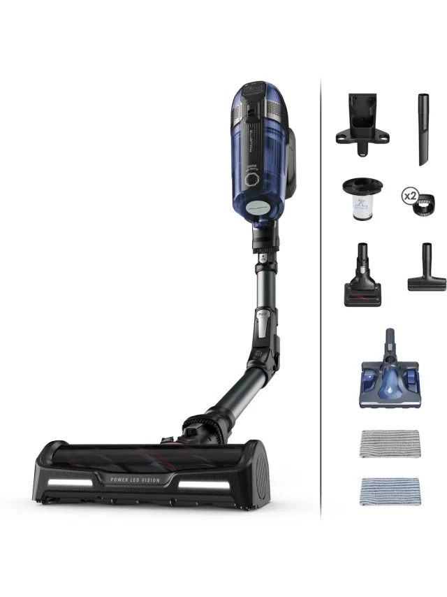 Rowenta X-Force Flex 12.60 RH98C8 - Steelstofzuiger - Draadloos - Met Dweilfunctie - Flexibele Buis - 150 Airwatt - 45 min. gebruikstijd - LED verlichting zuigmond Blauw