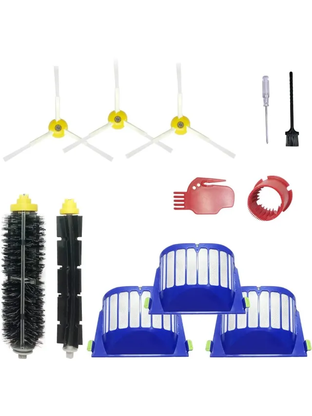 Geschikt voor iRobot (Merkloos) Robot Stofzuiger Accessoires voor i-Robot Roomba 600 & 500 Serie, 3 Filter, 3 Zijborstel, 1 Borstel White