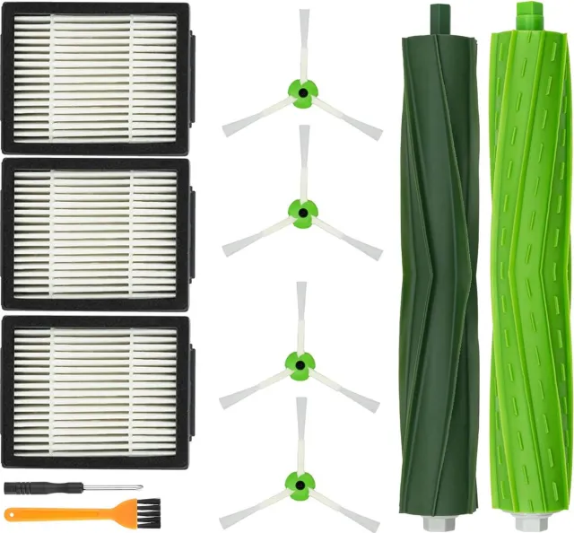 Pitt & Co. Onderhoudspakket geschikt voor iRobot Roomba i7+ i8+ i5+ i3+ E5 – HEPA Filter - Zijborstel - Roller – 9-delige set – Stofzuiger Vervanging set - Stofzuiger onderdelen Groen