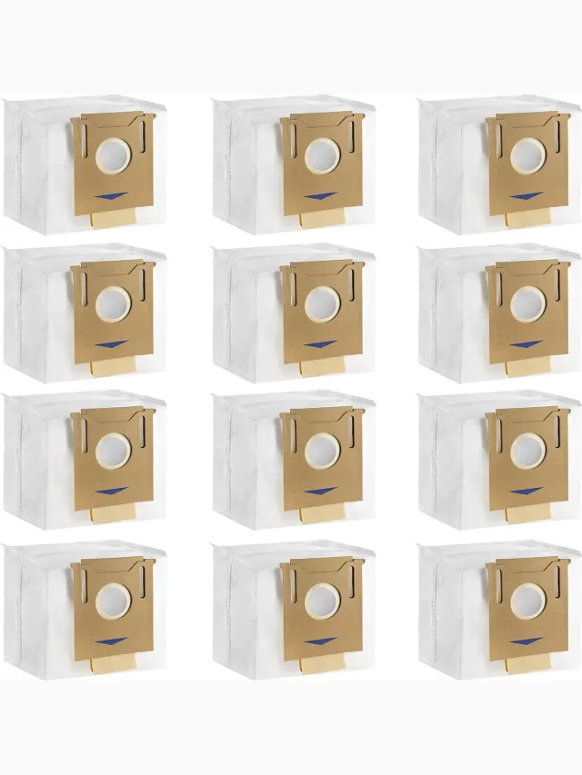 San Marque 12 Pack Stofzakken geschikt voor ECOVACS Deebot N8 Pro Plus/N8 Pro T8 T8MAX T8Power T8AIVI T8+T8 AIVI+T9 AIVI T9 PRO T9 MAX DX93 DDX96 Stofzuiger Onderdelen wit