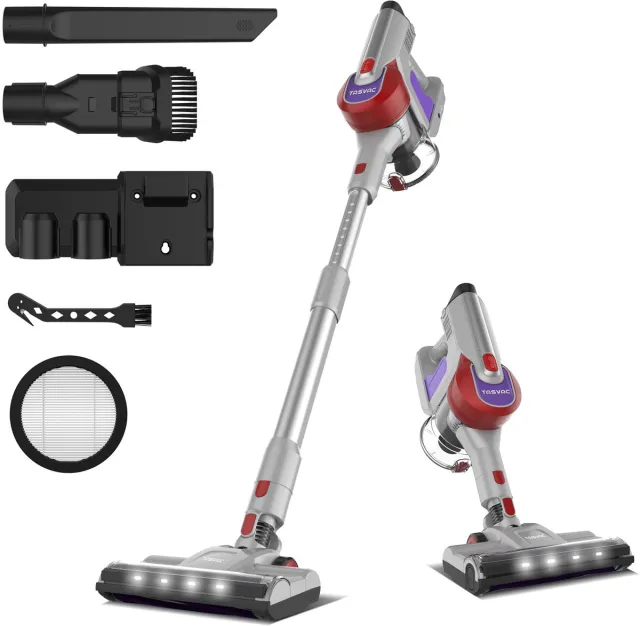 UMLo YYchan Stofzuiger - Steelstofzuiger Draadloos - 300W Krachtige - 60 min Accu - 30kPa - Zonder zak - LED - Rood