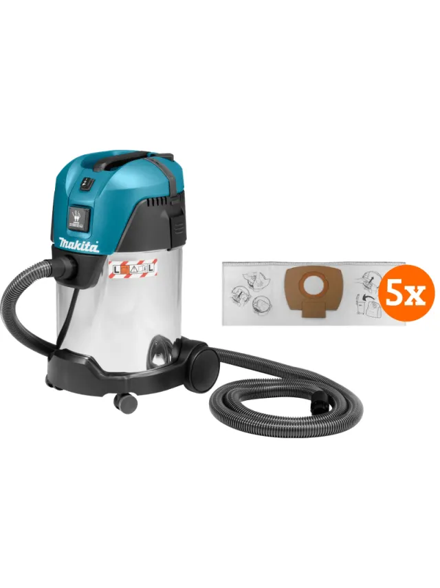 Makita VC3011L + Makita P-72899 Stofzak (5x)