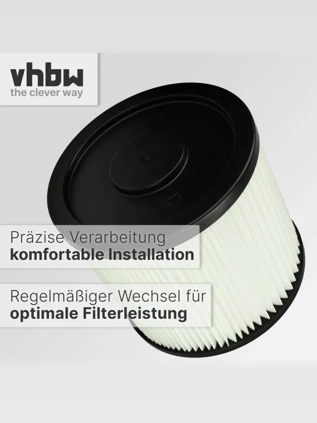 VHBW vouwfilter, compatibel met Rowenta RU 04, RU 01, RU34, Bully, RU35, RU 05, RU37, RU 03, RU36, RU33 stofzuigers – patroonfilter, zwart-wit