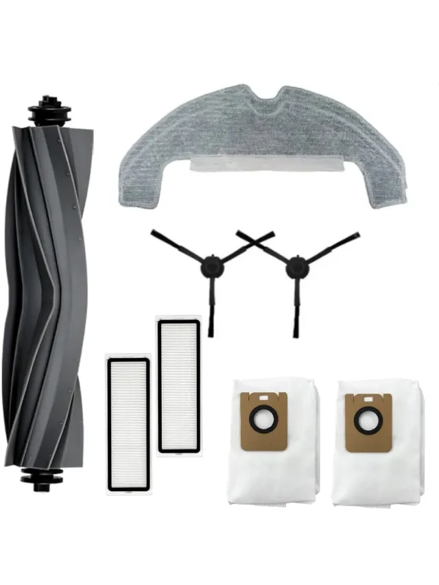 Wclavion Stofzuiger accessoireset - Geschikt voor Dreame Bot D10S Plus, model RLS3D, met 2 reinigingsdoeken, 2 filters, 2 zwarte zijborstels, 1 centrale borstel en 2 stofzakken