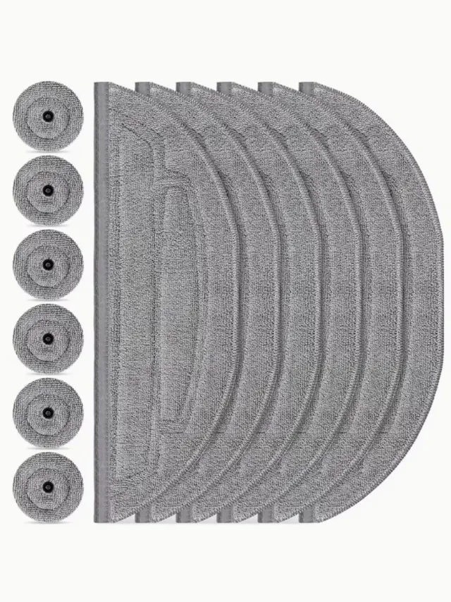 Geschikt voor Roborock (Merkloos) 12-Pack Mop Pads Navullingen Geschikt voor Roborock S8 MaxV Ultra /S8 Max Ultra Robot Stofzuiger, 6-Pack Mop Doekjes met Dubbele Sonische Vibratie Modules, 6-Pack Rand Mop Pads Accessoires, Stofzuiger Mop, Mop Voor Vloer grijs