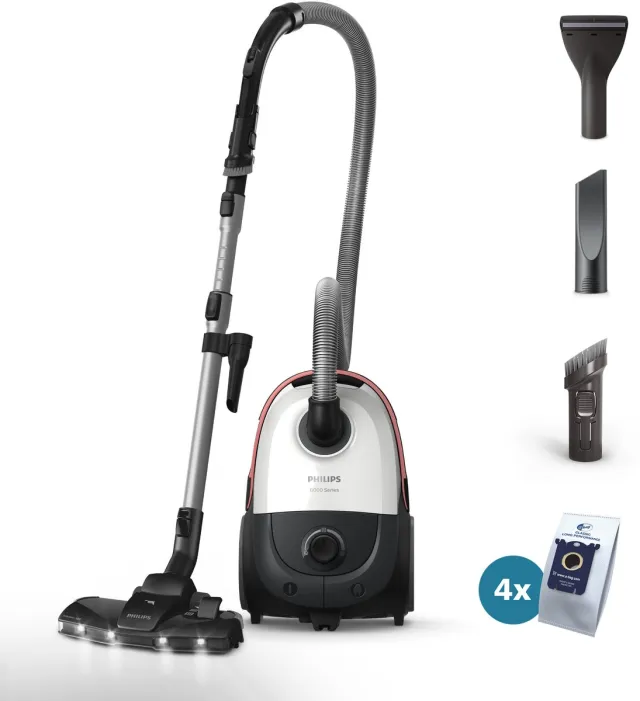 Philips 6000-serie TriActive+ LED XD6122/12 - Stofzuiger met zak Zwart, Wit